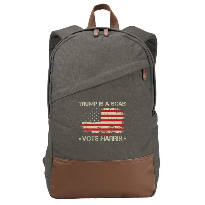 Retro Trump Is A Scab Vote Harris Funny Harris Kamala Trump Cotton Canvas Backpack