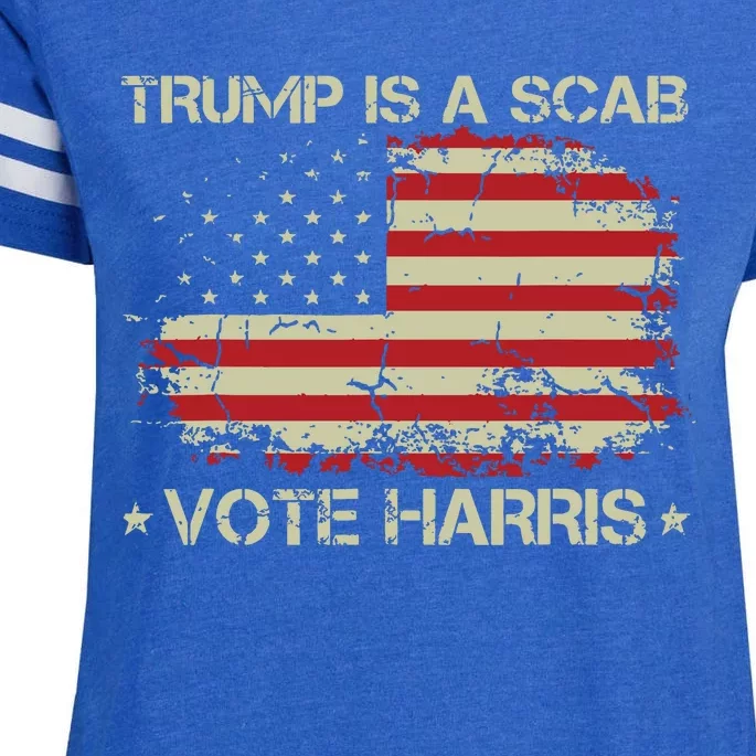 Retro Trump Is A Scab Vote Harris Funny Harris Kamala Trump Enza Ladies Jersey Football T-Shirt