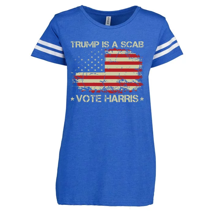 Retro Trump Is A Scab Vote Harris Funny Harris Kamala Trump Enza Ladies Jersey Football T-Shirt