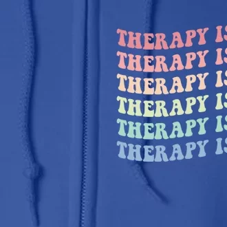 Retro Therapy Is Cool Funny Gift Cute Occupational Therapy Funny Gift Full Zip Hoodie