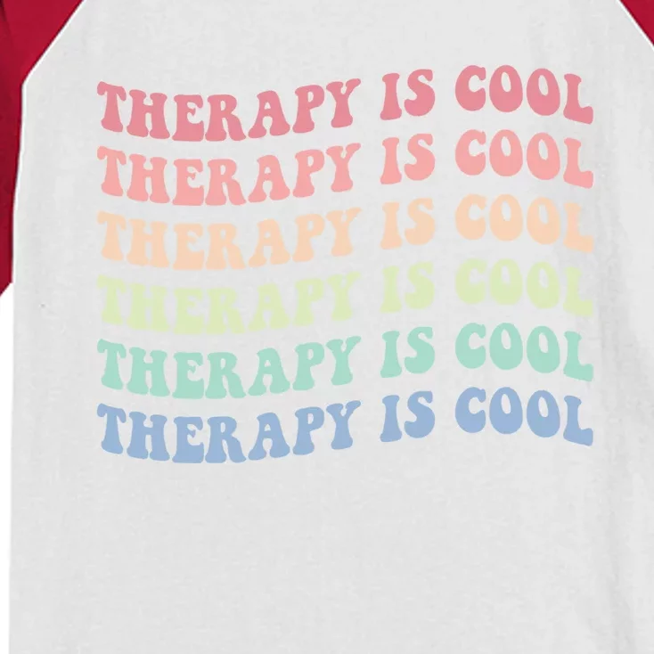 Retro Therapy Is Cool Funny Gift Cute Occupational Therapy Funny Gift Kids Colorblock Raglan Jersey