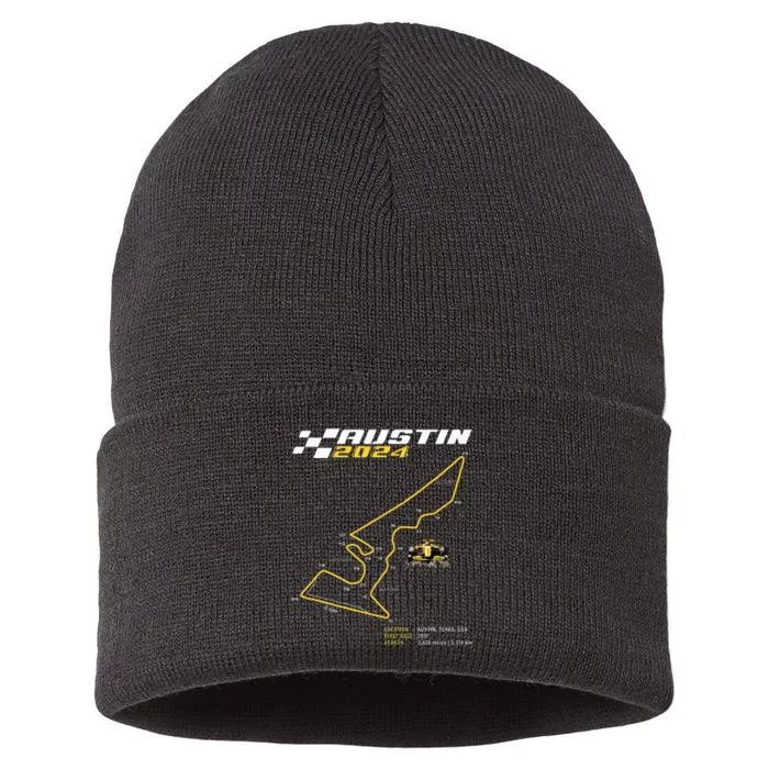 Race Track In Austin Formula Racing Circuits Sport Sustainable Knit Beanie