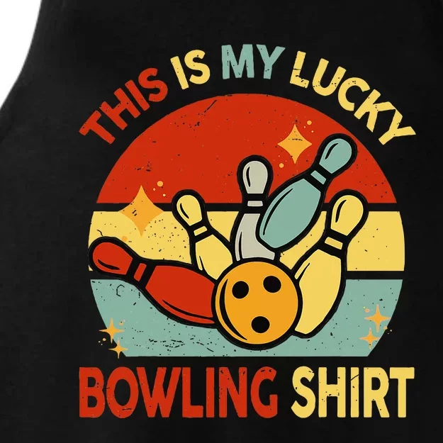 Retro This Is My Lucky Bowling Ladies Tri-Blend Wicking Tank