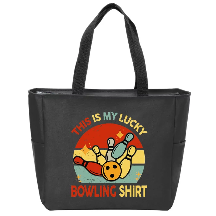 Retro This Is My Lucky Bowling Zip Tote Bag