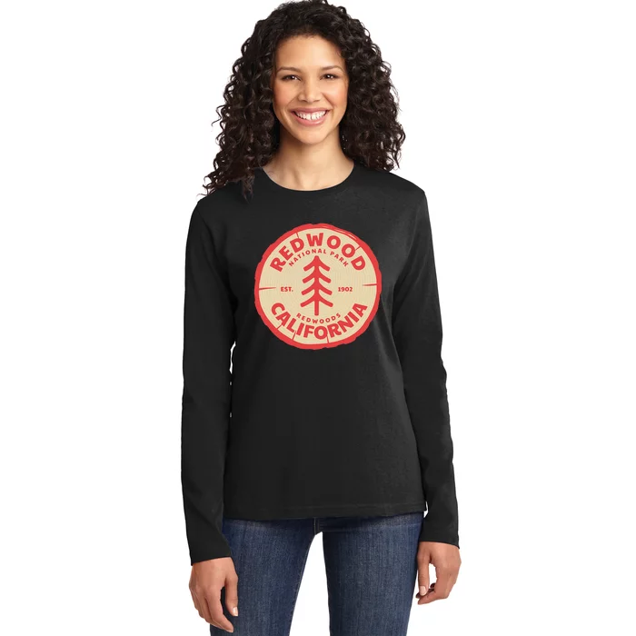 Redwood Trees In The National Forest Ladies Long Sleeve Shirt