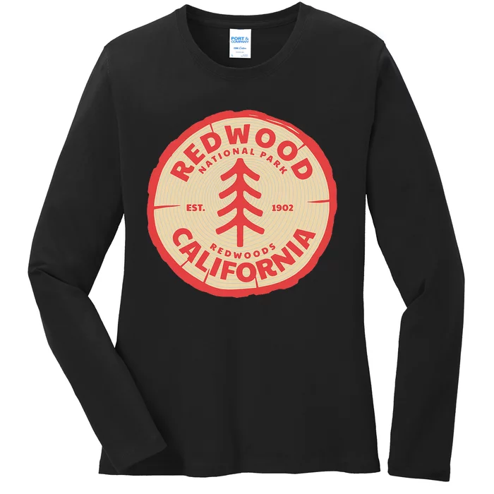 Redwood Trees In The National Forest Ladies Long Sleeve Shirt