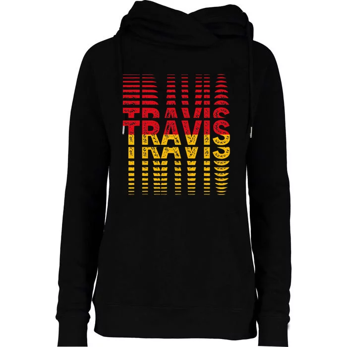 Retro TRAVIS I Love Travis Womens Funnel Neck Pullover Hood