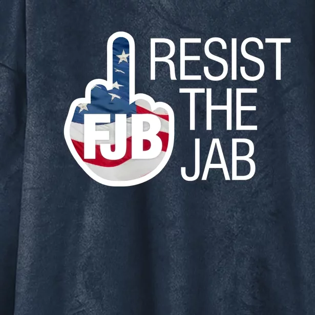 Resist The Jab Flag Logo Apparel Hooded Wearable Blanket