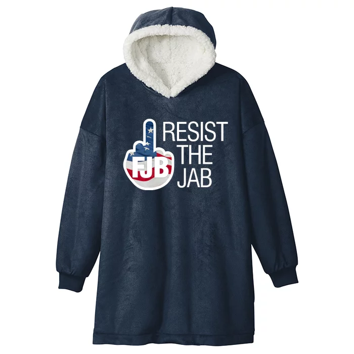 Resist The Jab Flag Logo Apparel Hooded Wearable Blanket