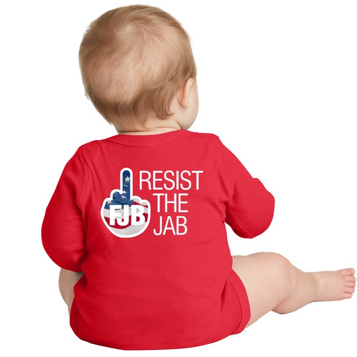 Resist The Jab Flag Logo Kitchenware Front & Back Baby Long Sleeve Bodysuit