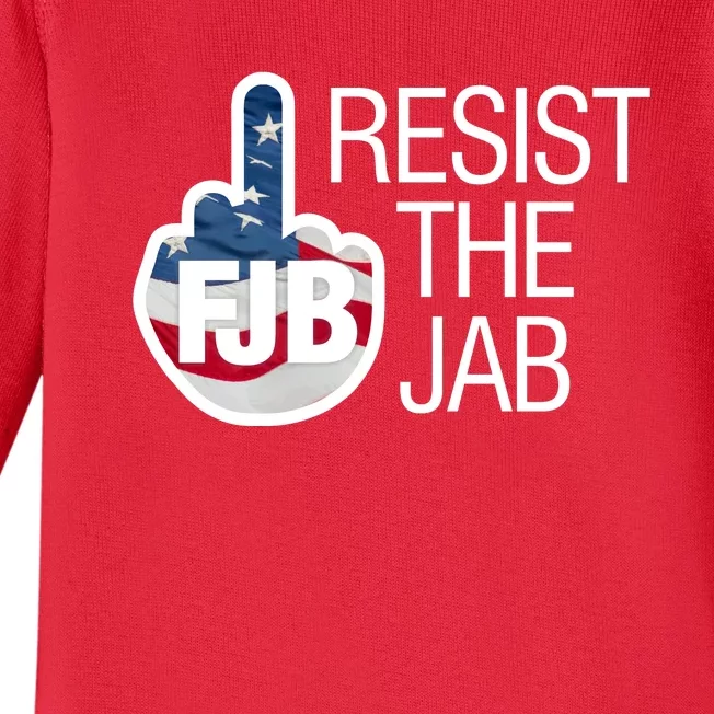 Resist The Jab Flag Logo Kitchenware Front & Back Baby Long Sleeve Bodysuit