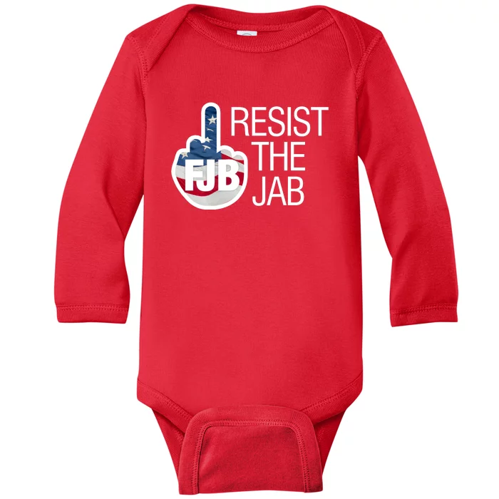 Resist The Jab Flag Logo Kitchenware Front & Back Baby Long Sleeve Bodysuit