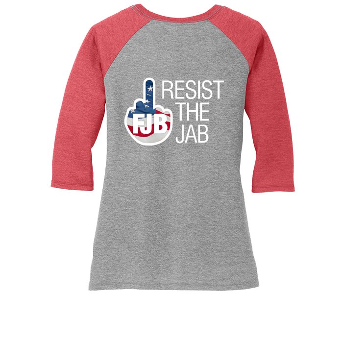 Resist The Jab Flag Logo Kitchenware Front & Back Women's Tri-Blend 3/4-Sleeve Raglan Shirt