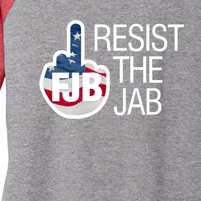 Resist The Jab Flag Logo Kitchenware Front & Back Women's Tri-Blend 3/4-Sleeve Raglan Shirt