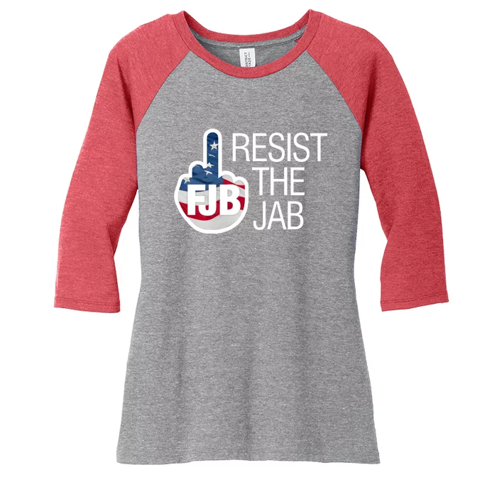 Resist The Jab Flag Logo Kitchenware Front & Back Women's Tri-Blend 3/4-Sleeve Raglan Shirt