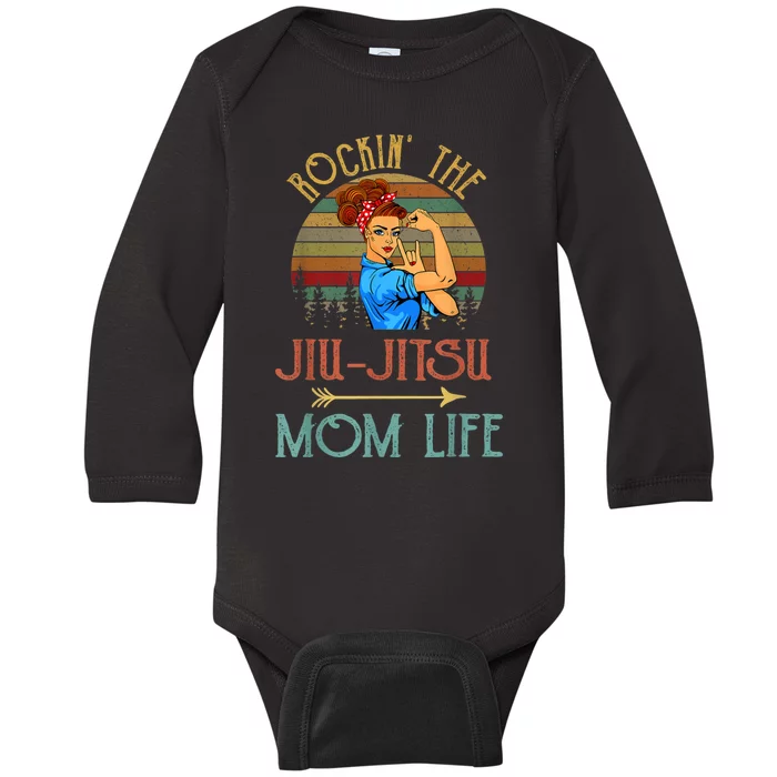 Rockin The Jiu Jitsu Mom Life Funny Gift For Mom Baby Long Sleeve Bodysuit