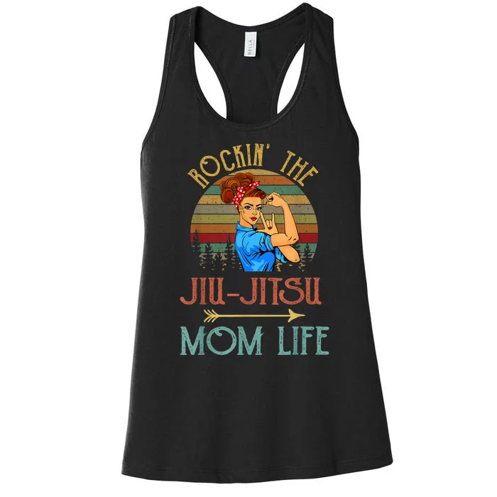 Rockin The Jiu Jitsu Mom Life Funny Gift For Mom Women's Racerback Tank