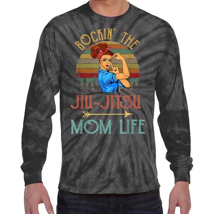 Rockin The Jiu Jitsu Mom Life Funny Gift For Mom Tie-Dye Long Sleeve Shirt