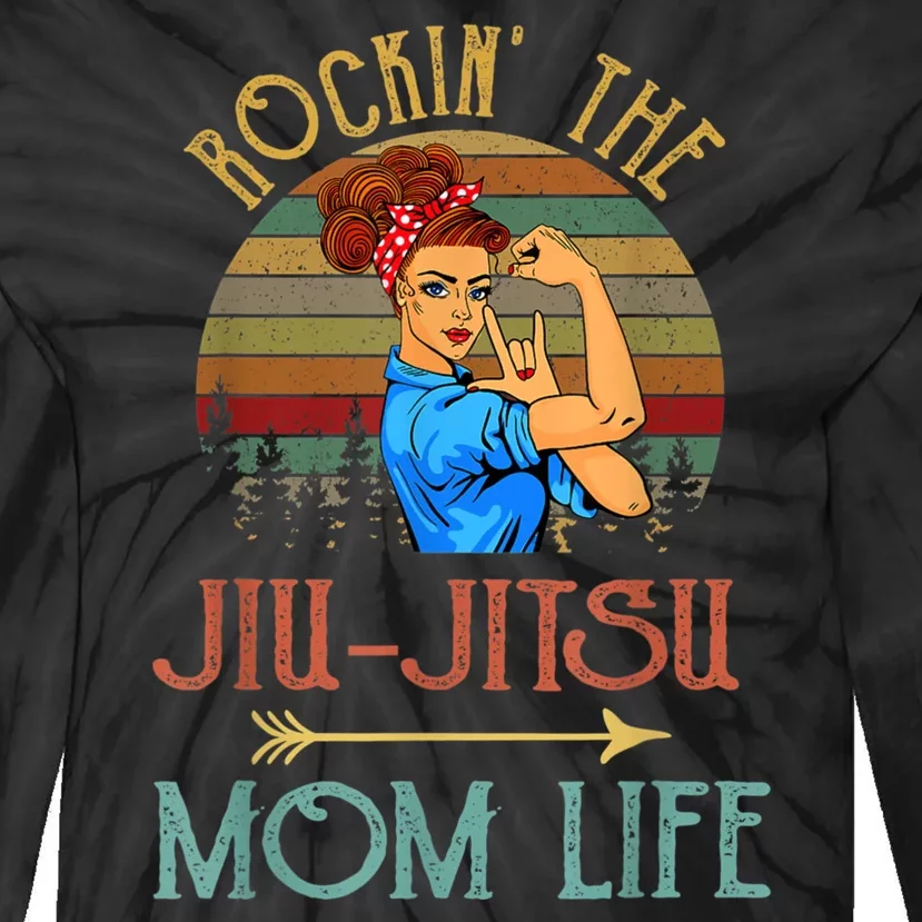 Rockin The Jiu Jitsu Mom Life Funny Gift For Mom Tie-Dye Long Sleeve Shirt