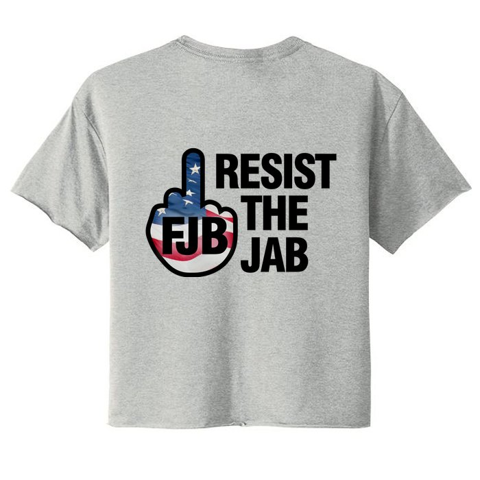 Resist The Jab Flag Logo Front & Back Women's Crop Top Tee