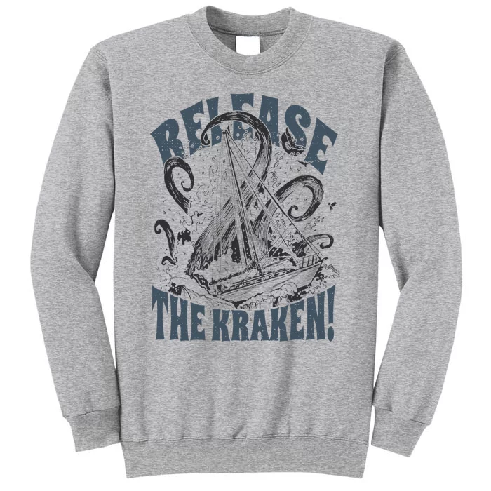 Release the Kraken, Vintage Retro hand drawn Octopus Tall Sweatshirt