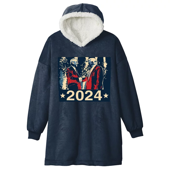 Retro Trump Kennedy President 2024 Election Republican Hooded Wearable Blanket