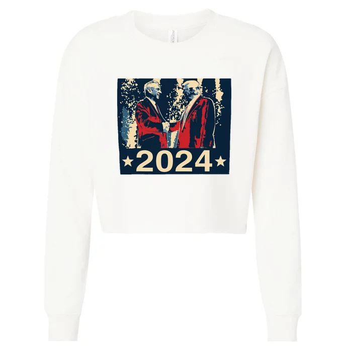 Retro Trump Kennedy President 2024 Election Republican Cropped Pullover Crew