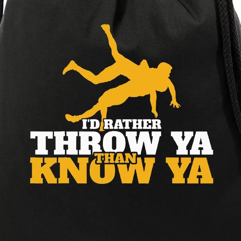 Rather Throw Know Wrestling Wrestler Drawstring Bag