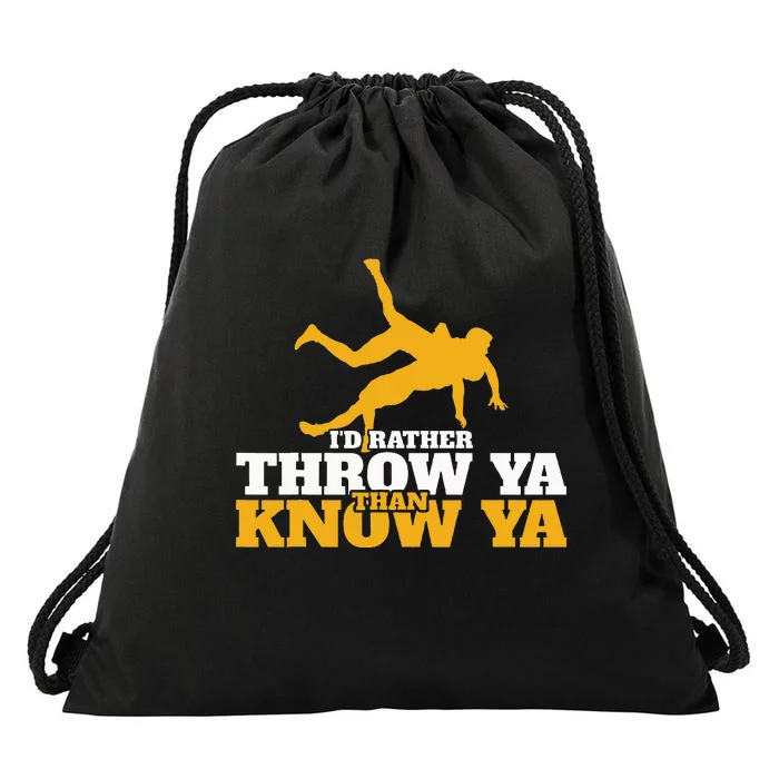 Rather Throw Know Wrestling Wrestler Drawstring Bag