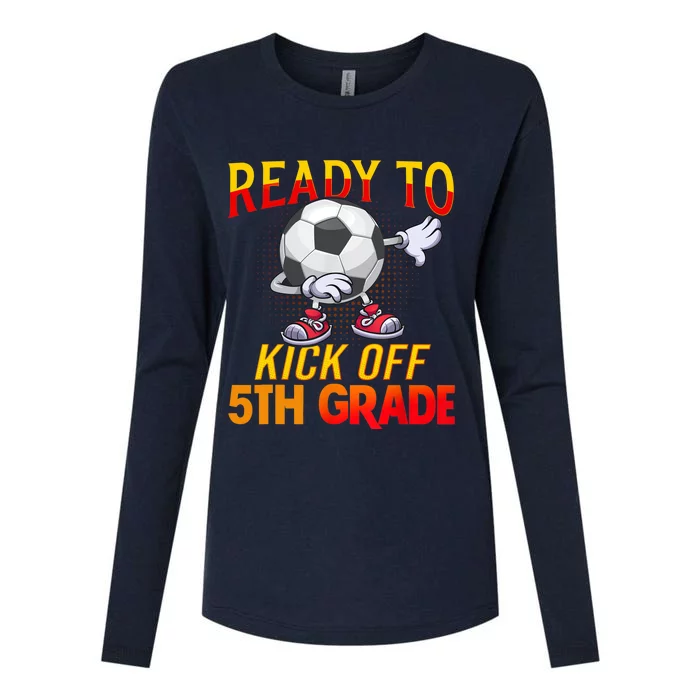 Ready To Kick Of 5th Grade Student Teacher Soccer Lover Womens Cotton Relaxed Long Sleeve T-Shirt