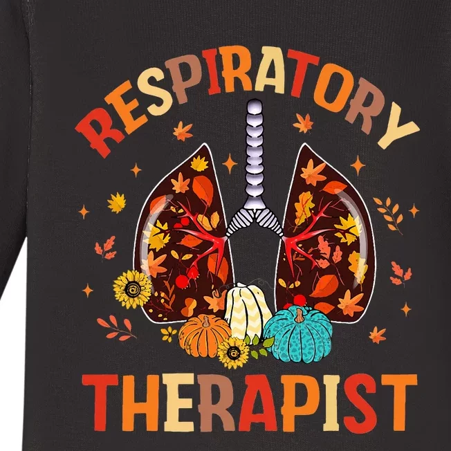 Respiratory Therapist Lungs Pumpkin Fall Thanksgiving Gifts Baby Long Sleeve Bodysuit