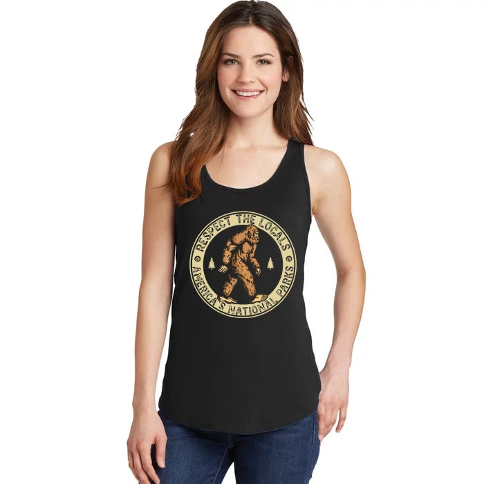 Respect The Locals Bigfoot Sasquatch American National Parks Ladies Essential Tank