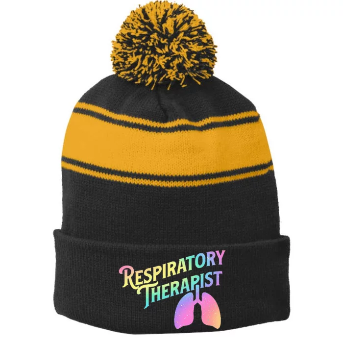 Respiratory Therapist Lung Therapy Pulmonology Nurse Week Stripe Pom Pom Beanie