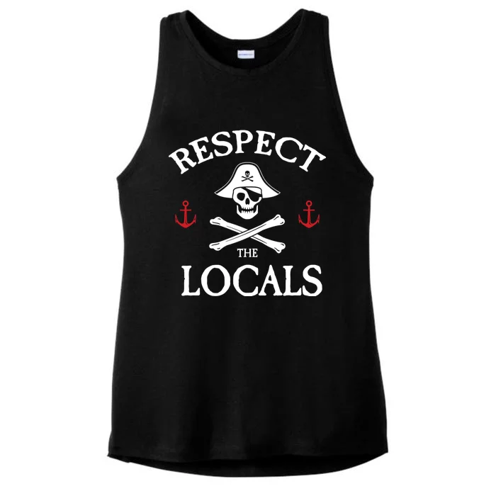 Respect The Locals Skull Crossbones Funny Pirate Gasparilla Cute Gift Ladies Tri-Blend Wicking Tank