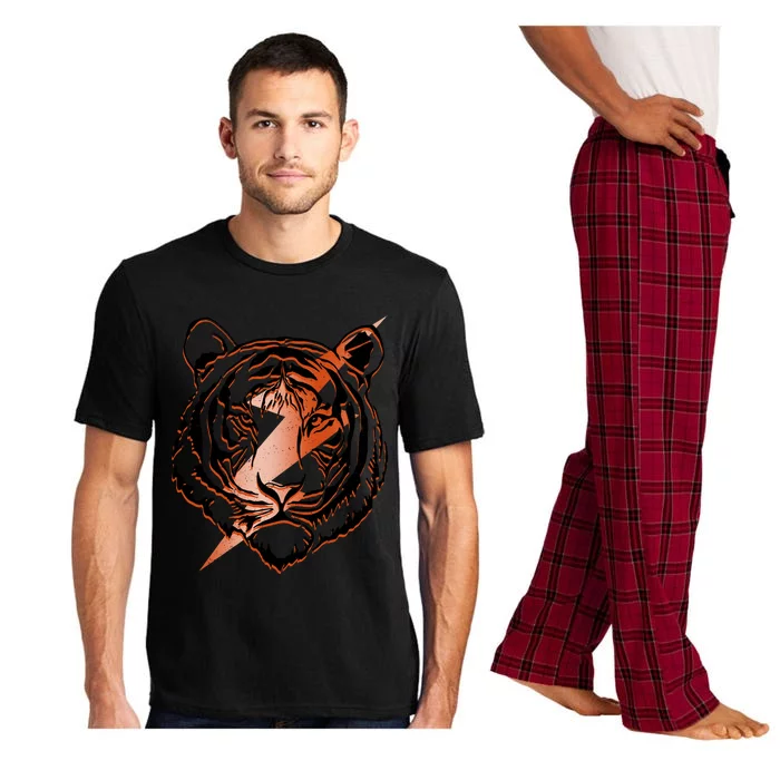 Retro Tiger Lover Tiger Head Tiger Face Pajama Set