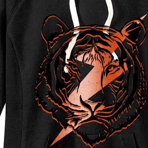 Retro Tiger Lover Tiger Head Tiger Face Women's Fleece Hoodie