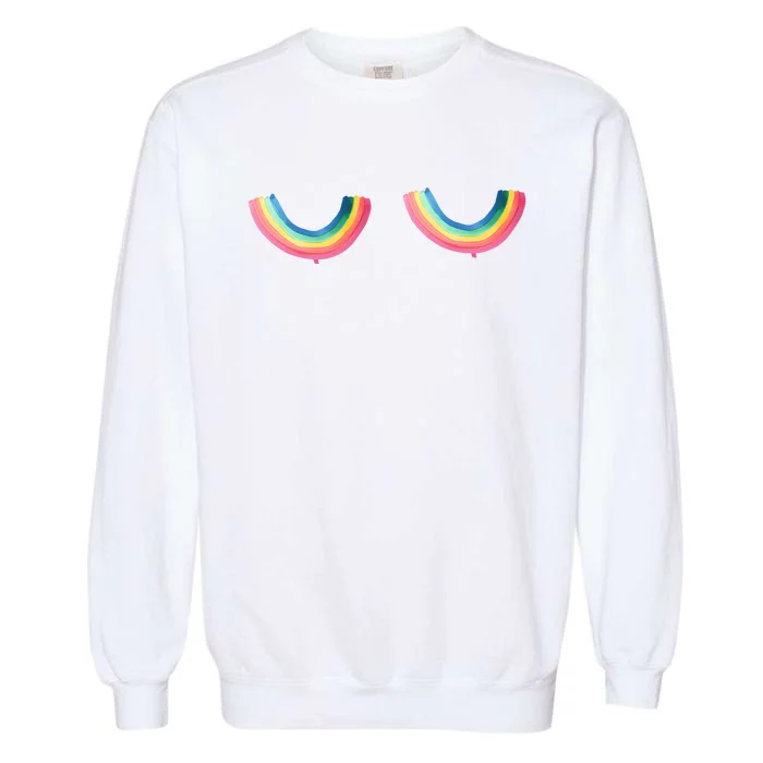 Rainbow Titties Lgbt Queer Garment-Dyed Sweatshirt