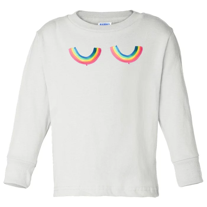 Rainbow Titties Lgbt Queer Toddler Long Sleeve Shirt