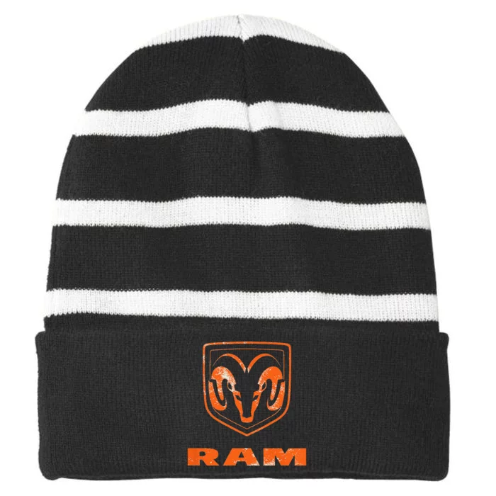 R.A.M Trucks Logo Distressed Striped Beanie with Solid Band