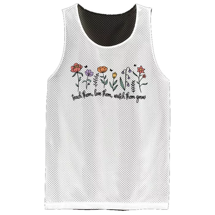 Retro Teacher Life , Floral Flower Mesh Reversible Basketball Jersey Tank