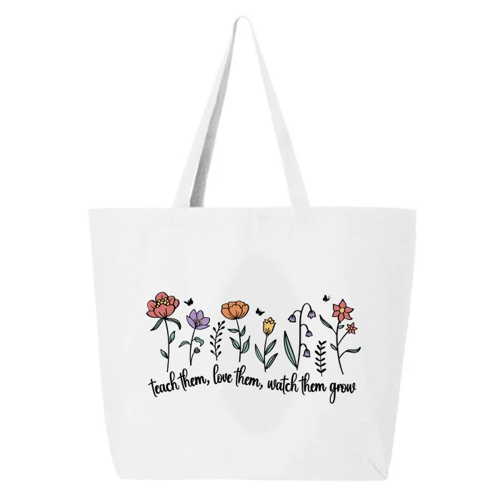 Retro Teacher Life , Floral Flower 25L Jumbo Tote