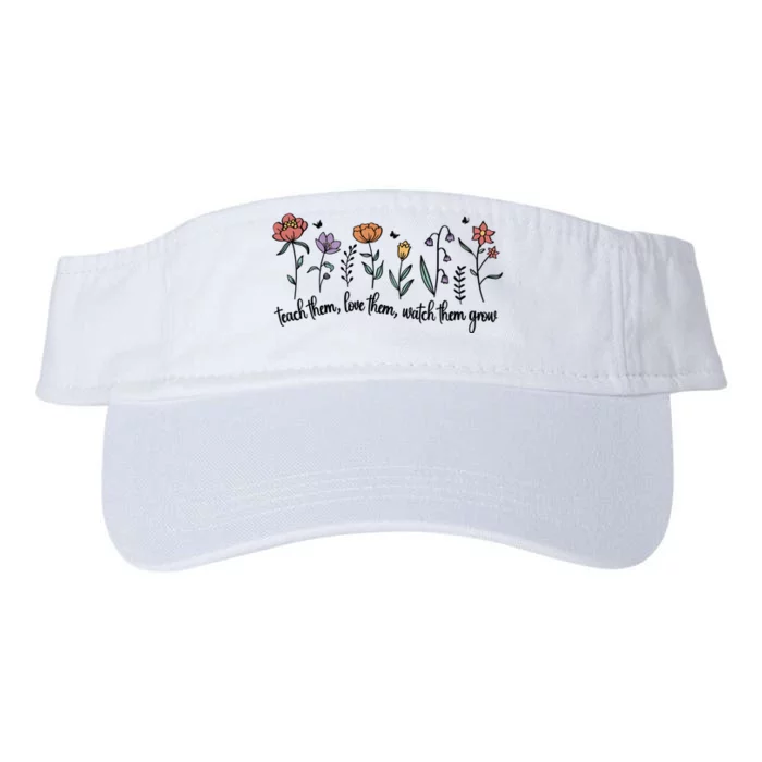 Retro Teacher Life , Floral Flower Valucap Bio-Washed Visor