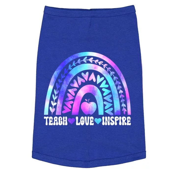 Rainbow Teach Love And Inspire Back To School Teacher Lovers Gift Doggie Tank