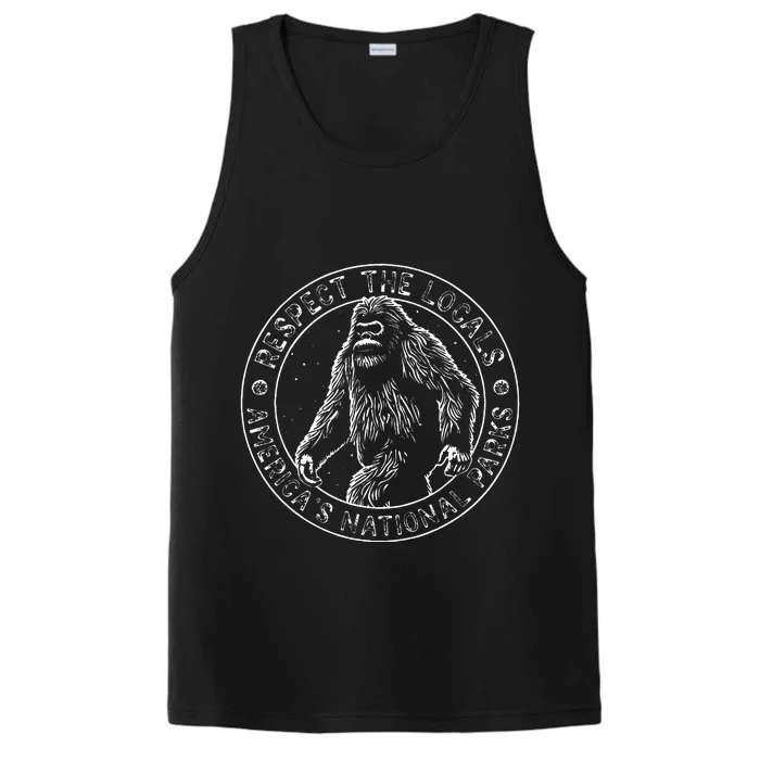 Respect The Locals Bigfoot Sasquatch American National Parks Performance Tank