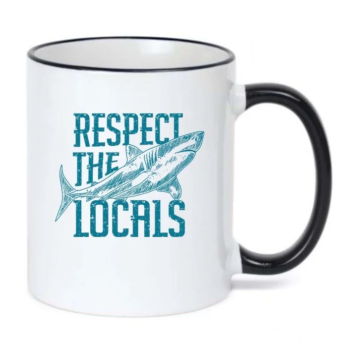 Respect The Locals Shark Gifts Black Color Changing Mug