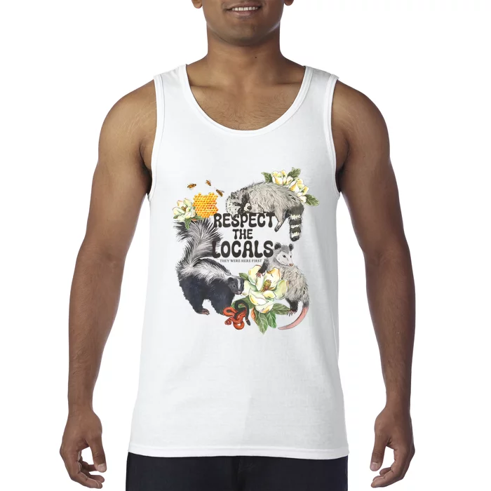 Respect The Locals Opossum Possum Skunk Raccoon Bees Honey Tank Top