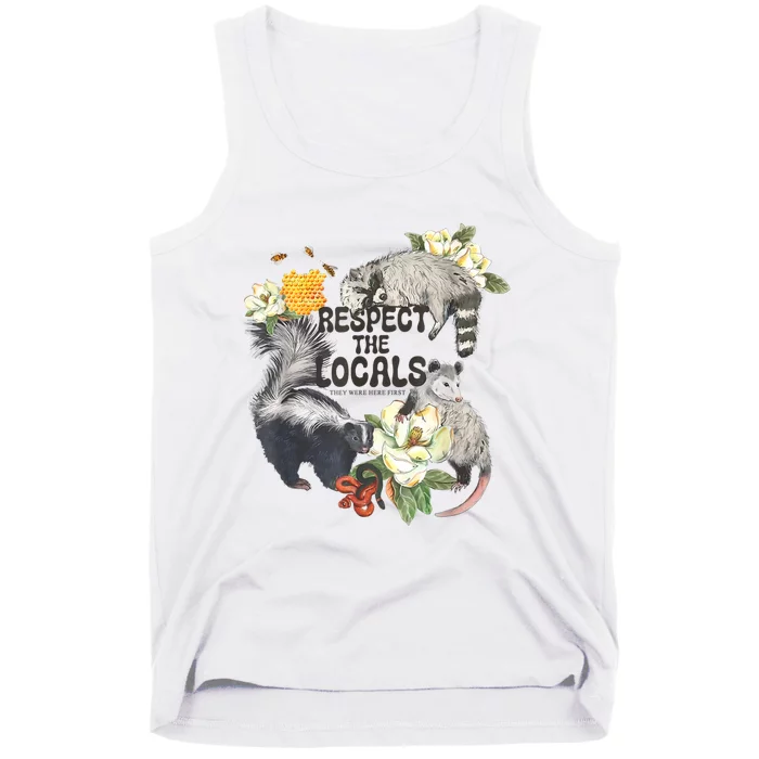 Respect The Locals Opossum Possum Skunk Raccoon Bees Honey Tank Top