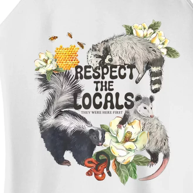 Respect The Locals Opossum Possum Skunk Raccoon Bees Honey Women’s Perfect Tri Rocker Tank