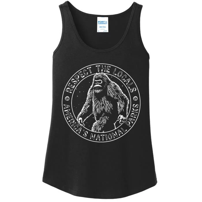 Respect The Locals Bigfoot Sasquatch American National Parks Ladies Essential Tank