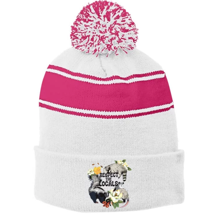 Respect Them Locals Stripe Pom Pom Beanie